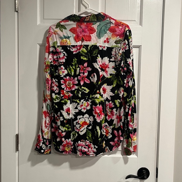 Cino 100% Cotton Roll Sleeve Floral Button Down Size XL - Picture 3 of 7